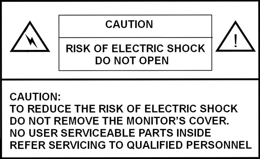 Prestigio P371 Users manual 1. IMPORTANT INFORMATION WARNING: TO PREVENT FIRE OR SHOCK HAZARD, DO NOT EXPOSE THIS MONITOR TO LIQUIDS OR MOISTURE. HIGH VOLTAGE EXISTS ON THIS MONITOR.