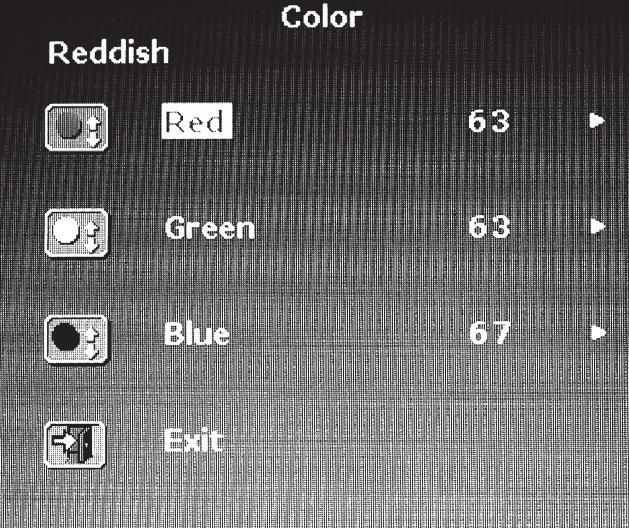 Adjust the Red, Green, and Blue values and then press the AUTO