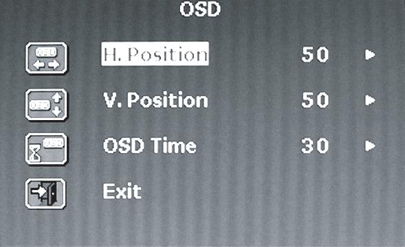 5) OSD Press the MENU button to enter the OSD function menu.