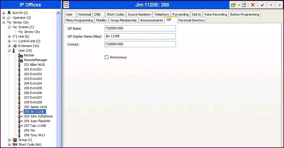 5.6. User Configure the SIP parameters for each user that will be placing and receiving calls via the SIP Line.