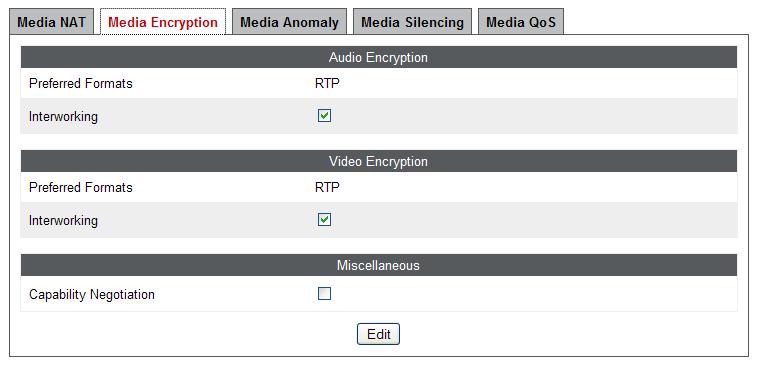 For the compliance test, the predefined default-low-med media rule (shown below) was used for both Avaya IP Office and the Broadvox SIP server.
