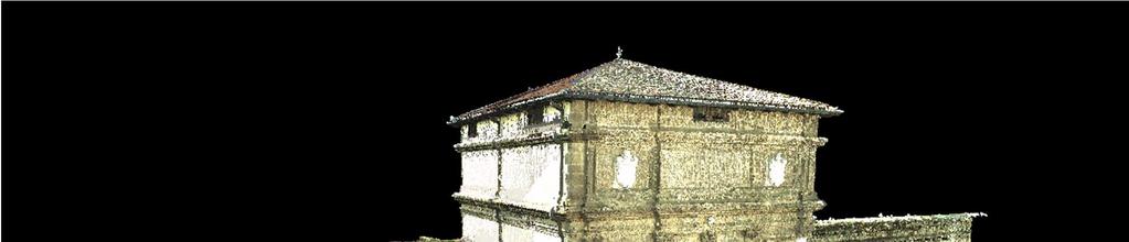 Figure 9: View of the hidden part of Porta Savonarola captured with the Leica P20 TLS. Points colored on grayscale according to recorded intensity data. 5.