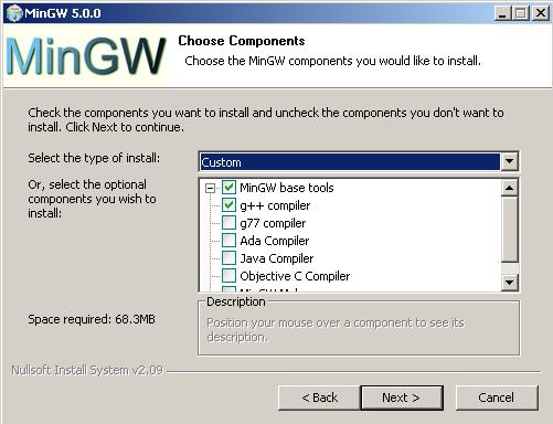 Either select All or at least make sure that you have the g++ compiler checked. This is needed for C++ support. Figure 2.