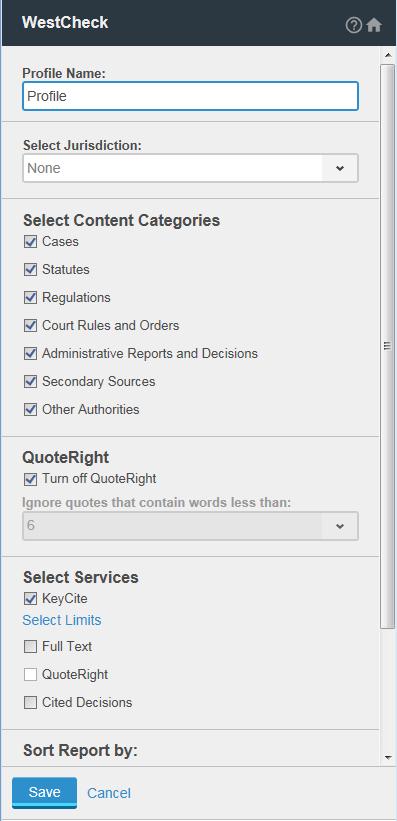 11. Utilize the new saved profile in the WestCheck tool by selecting it from the Select Profile list, then clicking Extract Citation List.