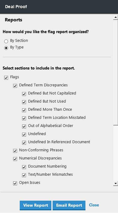 CREATING REPORTS After analyzing a document (see "Analyzing a Document" on page 37 for more information), you can generate reports for flags, references, and an outline. 1.