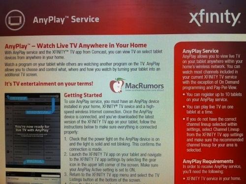 Comcast AnyPlay box for TV streaming Cable connects to AnyPlay, that is