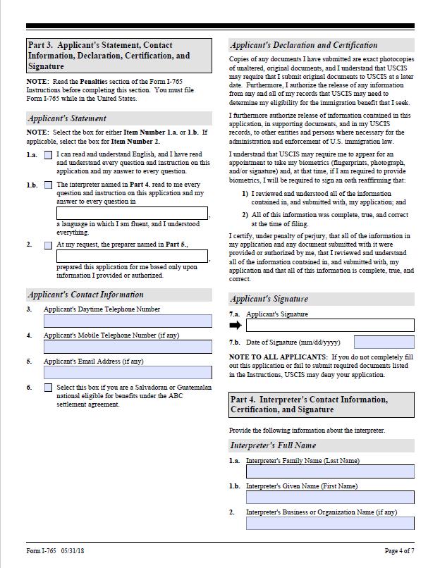 Item #1.a.: check box Item #3-5: Fill with personal information Your Signature Item # 7.a. Applicant s Signature Sign your name in BLACK ink (Not blue).