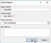 10 Getting started A macro is a set of programming instructions stored in VBA code. In the Record Macro dialog you can add a Description of what the macro will perform.