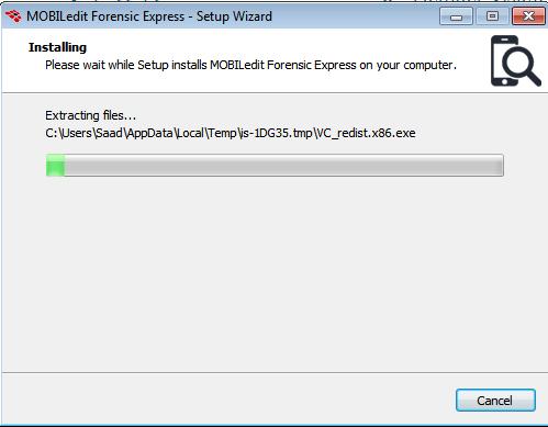 After the completion of the MOBIL edit Forensic Express Setup Wizard, you have to
