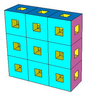 5. Now select all three cubes and copy them once vertically.