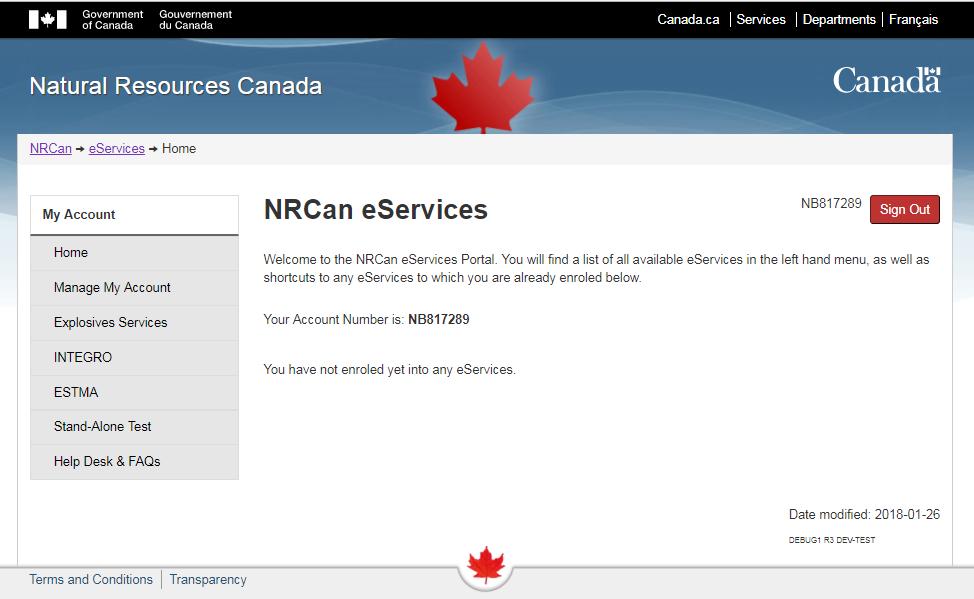 Once you submit the confirmation code, you will activate your NRCan
