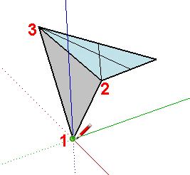 To start the rhombohedron, use the Line tool to draw a triangle as shown below, with one corner