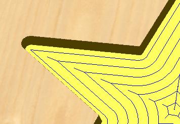 This option to automatically compensate for the cutter radius on the Left or Right side of shapes is perfect for projects such as head-boards, where a curved profile maybe needed across the top of a