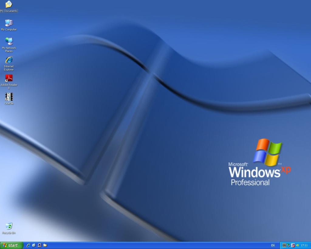 The following diagram show the Microsoft Windows XP Professional desktop displaying the CineFile desktop shortcut icon. CineFile desktop shortcut. Illustration 14.