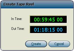 : Create Tape Reel Box - Start Timecode. Illustration 39.: Create Tape Reel Box - End Timecode. 8.