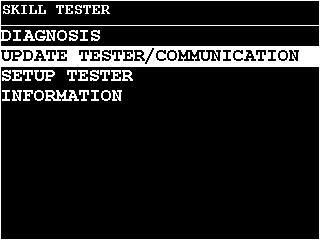 3. Operation MAIN MENU The software developed for the Skill Tester ST05 contains all of the vehicle diagnosis functions, the USB serial communication protocols for connection with the PC and the