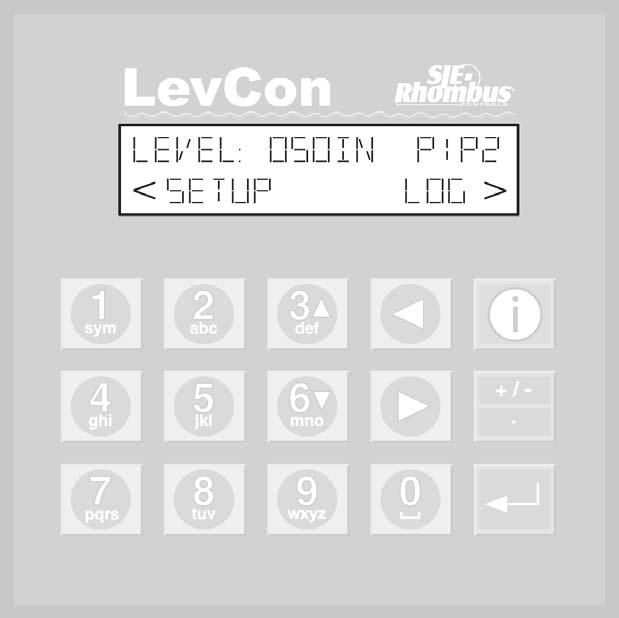 LEVCON CONTROLLER QUICK START The LevCon controller main screen: 050IN Current level in