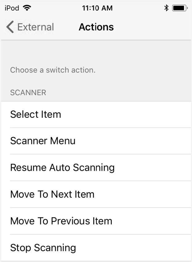 Invacare LiNX 5. 7. 6. Fig. 5-79 Activate external switch, for example tap on Touch screen or deflect joystick to the left. Fig. 5-81 Assign an action to switch.