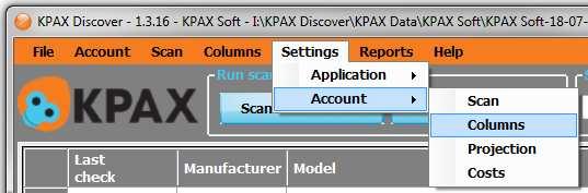 Accounts management Step 1 : Create account to manage different networks, sites and clients. Go to the menu Account to create, modify or suppress an account without restarting KPAX Discover.