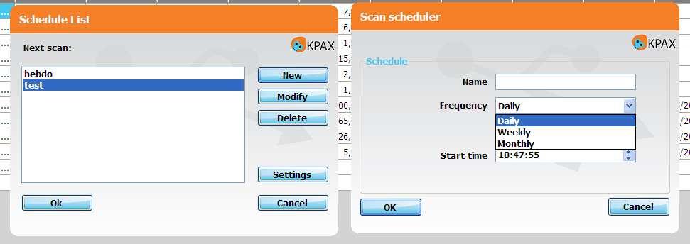 Remark: Specify first the right IP range address. The scan setting picks up the open scan parameters.