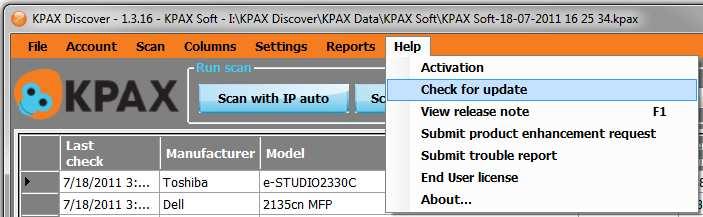 e. Update KPAX Discover update is proposed regularly. These updates bring a better accuracy of the scan, minor bug correction and add new functionalities.