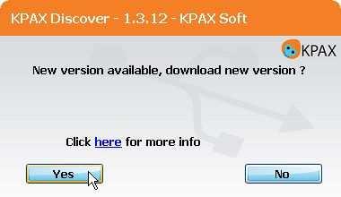 When a new version is available, KPAX