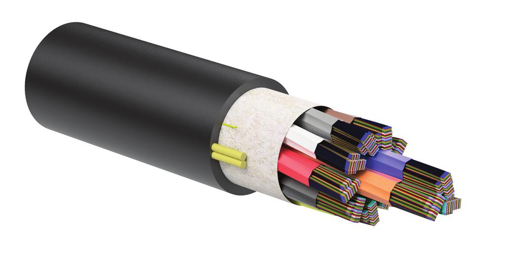 These steps include accessing the cable to expose This 3456-fiber extreme-density cable has a small outside diameter when considering the number of fibers contained in it.