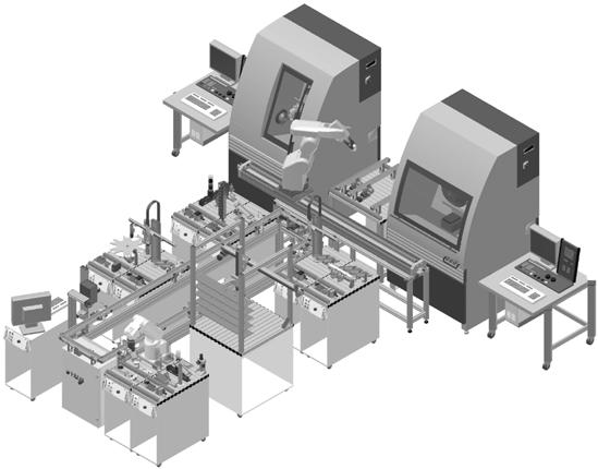 The CNC machines are loaded with the appropriate programs via DNC. The user interface allows simple selection of product variants and operation of the system.