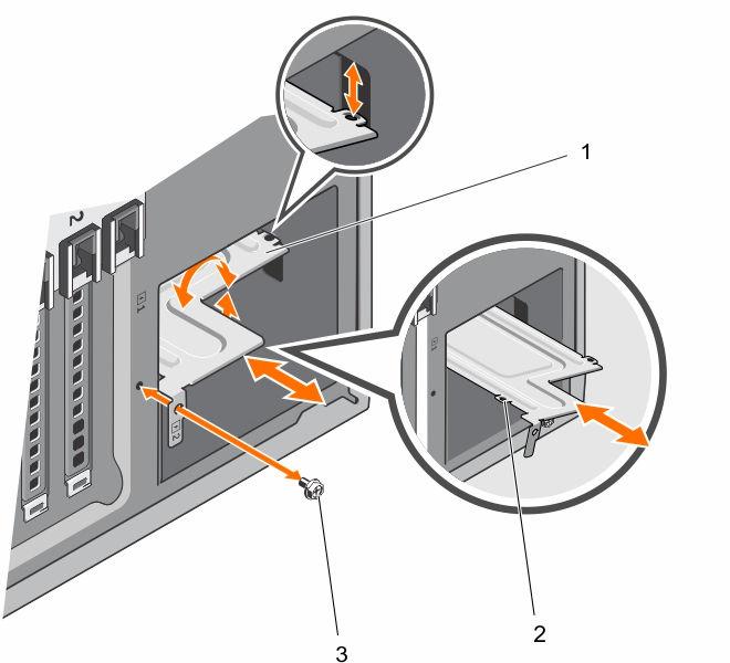 1. Remove the screw that secures the PSU divider to the chassis. 2. Slide out the PSU divider and turn it clockwise to free the tabs on the PSU divider from the slots on the PSU cage. 3.