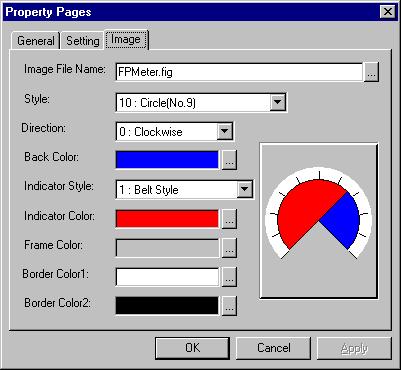 2. FAPT PICTURE (Windows) Image Image File Name: The FIG file holding meter control figures can be selected. Style: Select a type of meter figure registered in Image File Name.