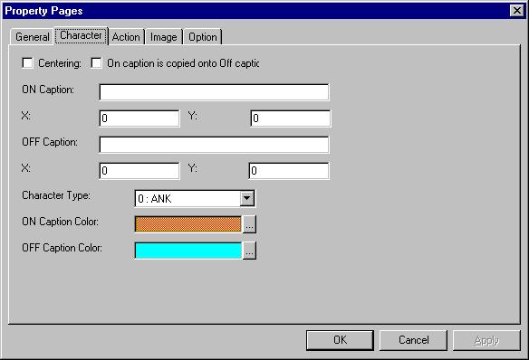 2. FAPT PICTURE (Windows) Character 0 X coordinate Y coordinate ABC Centering: Check this check box to center the caption display position automatically in the vertical and horizontal directions