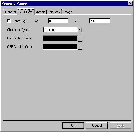 2. FAPT PICTURE (Windows) Character Centering: Check this check box to center the caption display position automatically in the vertical and horizontal directions within the rectangle of the control.