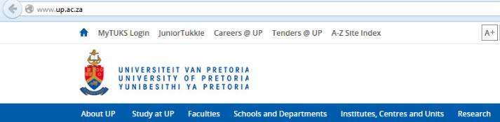 Open your browser (Firefox or Chrome). 2. In the address bar, type the URL for the s home page: http://www.up.ac.za.