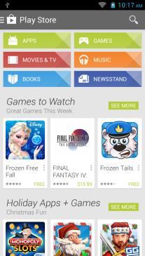Play Store Google Play allows you to download music, movies, and even games.