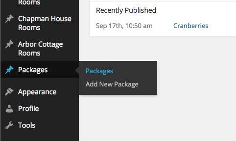 EDITING A PACKAGE POST Click Packages on the left menu.