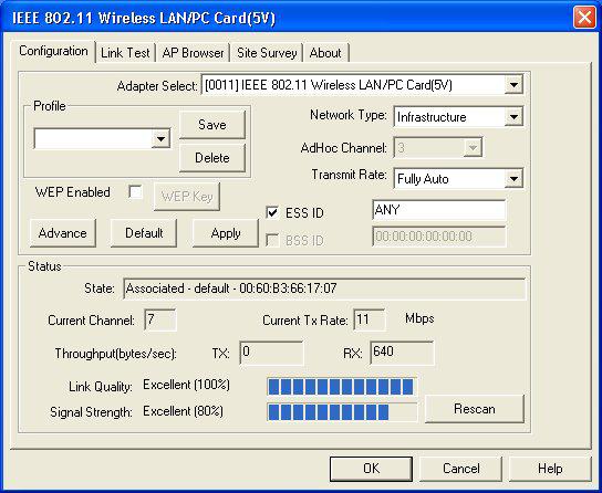 4-2 Use the WLAN Utility The WLAN Utility enables you to make configuration changes and perform user-level diagnostics on your 11Mbps Wireless LAN PC Card in the Windows XP/2000/NT/98/ME operating