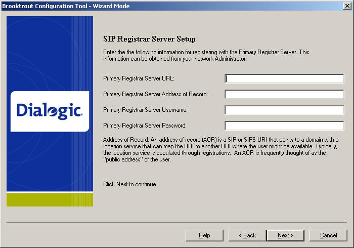 Configuring in Wizard Mode Configuring the SIP Registrar When the screen below appears, you can configure a SIP Registrar.
