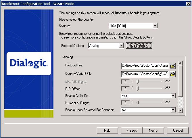 Configuring in Wizard Mode 3. Click the Show Details >> button. Note the details of the protocol chosen by the Configuration Tool.