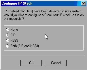 When the Configuration Tool detects an IP-enabled device, it displays the Configure IP Stack dialog box.