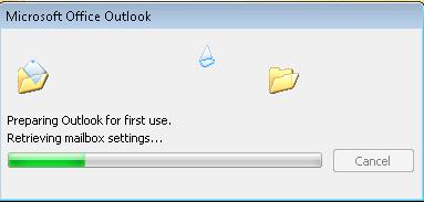 After a moment, you will see a new dialog window pop up stating that Outlook is