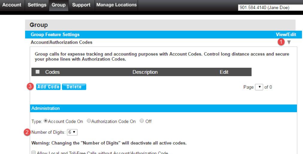 Account/Authorization Codes Account/Authorization Codes Account Codes allow users to assign certain codes to specified calls for tracking purposes.