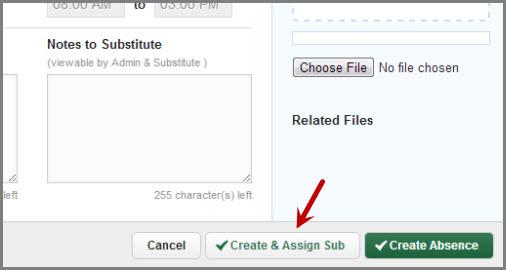 Employee Web Guide Assign a Sub During Absence Creation At the end of the absence creation process you will be given the option to go ahead and assign a sub (see above image).