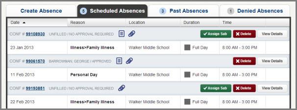 Managing Absences Once you have created absences in Aesop you will be able to view them and even modify them when needed.