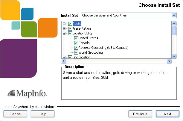 13. In the Choose Install Set screen, select the services and data components that you want to install and click Next.