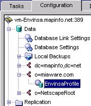 7. Under the Configuration tab, expand Data to show the o=miaware.com root suffix. Expand the suffix and select the database you created. 8. Initialize the database as follows: a.