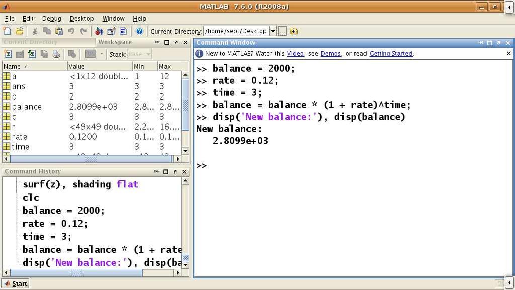 RUNNING SCRIPT FILES Use file extension.mat for Workspace files can be opened from Matlab Desktop File menu.