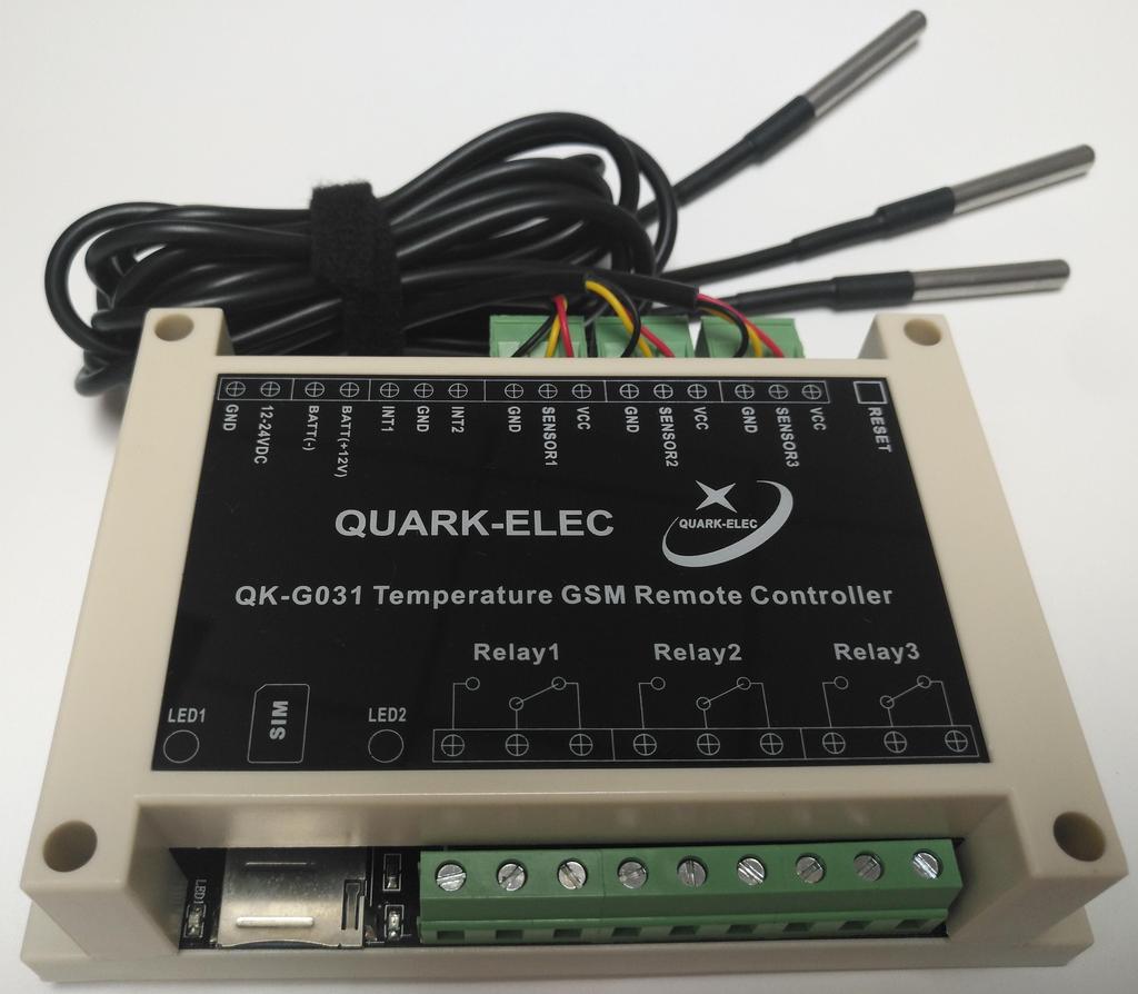 QK-G031 Temperature GSM Remote Controller Features Remote control from mobile phones Remote temperature monitoring and control Android APP interface Easy to install and configure (no PC required) Up