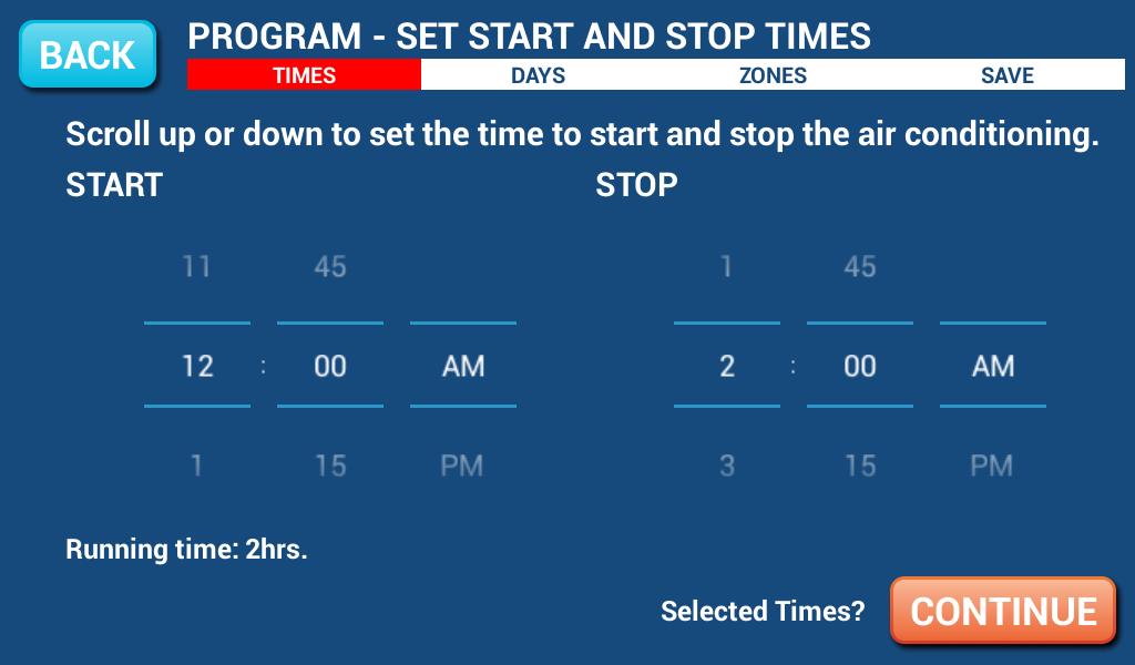 PROGRAMS Press PROGRAMS to bring up the Programs Screen: To add a program press ADD NEW PROGRAM which will bring you to the following screen: To enter the Start time for
