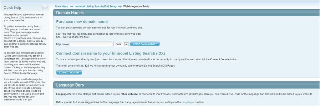 c. Listing Search for Your Website You can add the Immobel Listing Search (IDX) to any website you may have. If you do not have a website, click here to see a list of our partner website providers.
