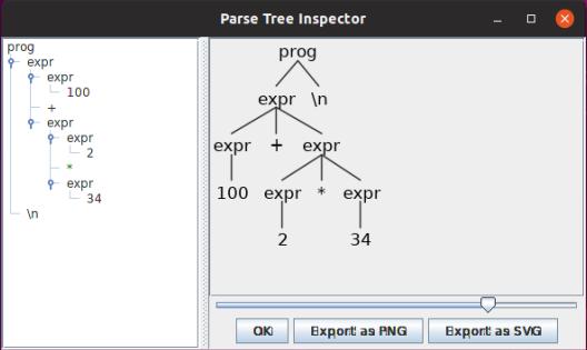 A parse tree should display (Figure 2). Figure 2. An expression parse tree. Install the ANTLR plugin for Eclipse Go to https://github.